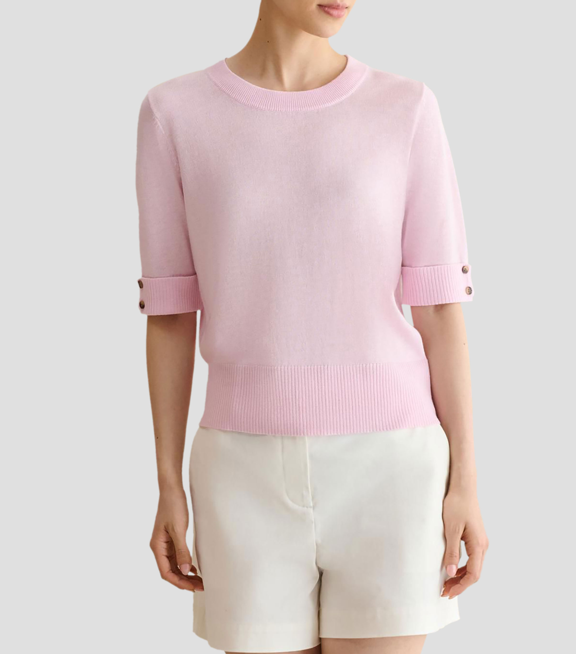 Playera cuello redondo manga corta lisa Mujer